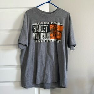 Harley-Davidson Gray T-Shirt with Orange Motorcycle Graphic